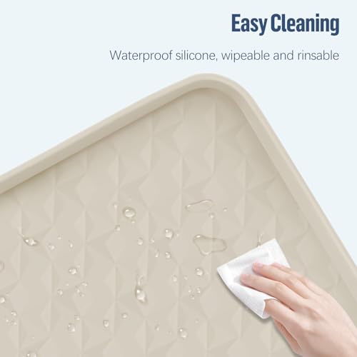Pee Pad Holder for Dogs 51''x25.6'' Silicone Puppy Pee Pad Tray (Beige)