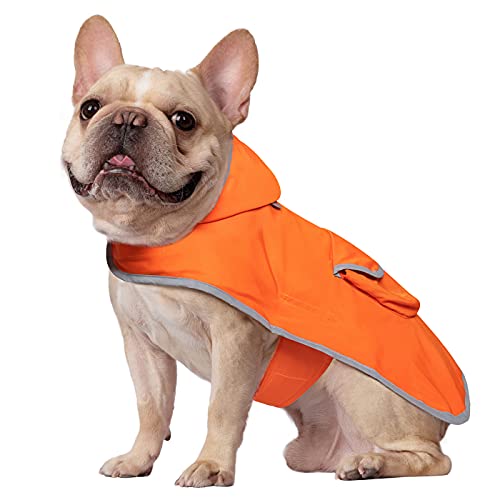 2-in-1 Reversible Dog Raincoat Hooded Poncho Rain Jacket Org Camo S (Small / Camo / Orange)
