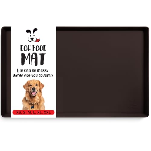 Dog Food Mat Waterproof Dog Bowl Mat for Food and Water (28"L x 18"W / Coffee)