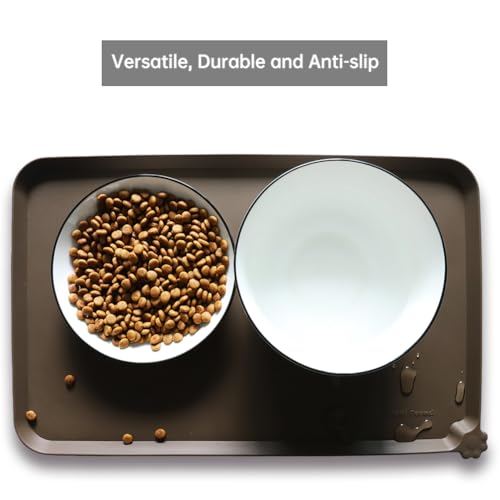 Silicone Pet Food Mats Tray (19" x 12" / Coffee)