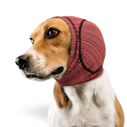 Dog Calming Hood Ear Cover for Anxiety Relief (Red / Large)