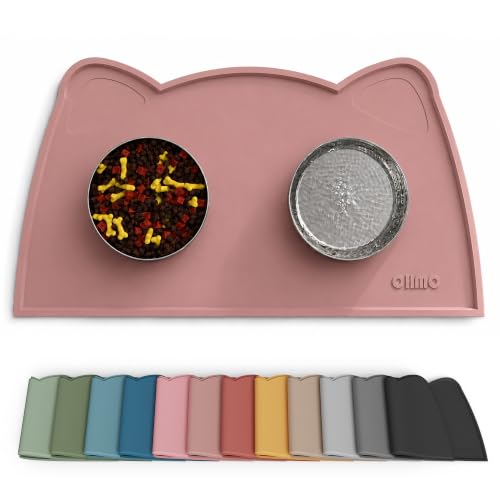 Cat Food Mat Silicone Pet Feeding Mat (18"L x 10"W / Rose)