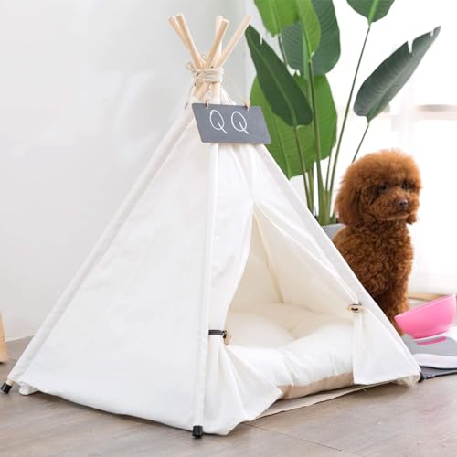 Pet Teepee Dog & Puppy Cat Tents Tipi Bed Portable Houses (S:Size fits 7kg/15lbs (pets))