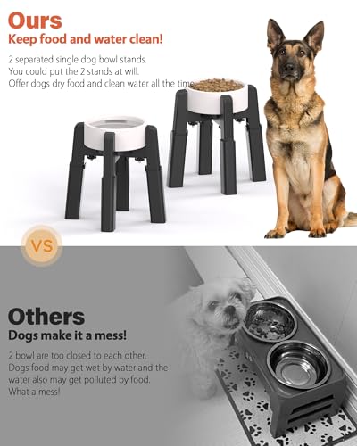 Dog Bowl Stand with Adjustable Height and Width [2 Pack (H: 6.3-10.6''; W: 6.1-10.4'')