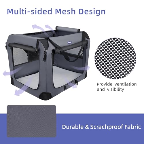 Collapsible Dog Crate (Gray / 40.0"L x 27.0"W x 27.0"H)