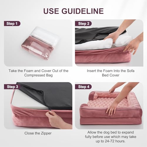 Orthopedic Supportive Extra Large Dog Bed (48.0''l x 35.0''w x 6.5''th / Pink)