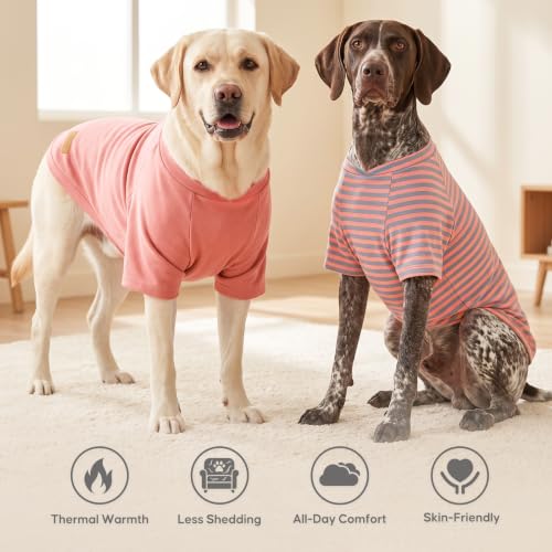 3Pack Dog Sweater with Sleeves Fleece Shirt for Large Dogs (2XL (50-75lbs) / 01# 3Pack(Orange+Grey+Stripe))