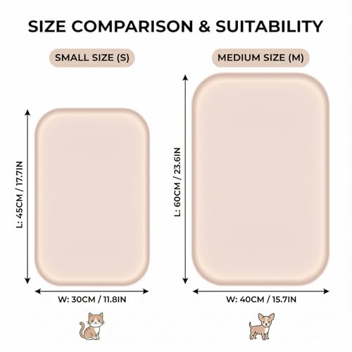 Non Slip Silicone Dog Food Mat for Food and Water (45 x 30 cm / Beige)