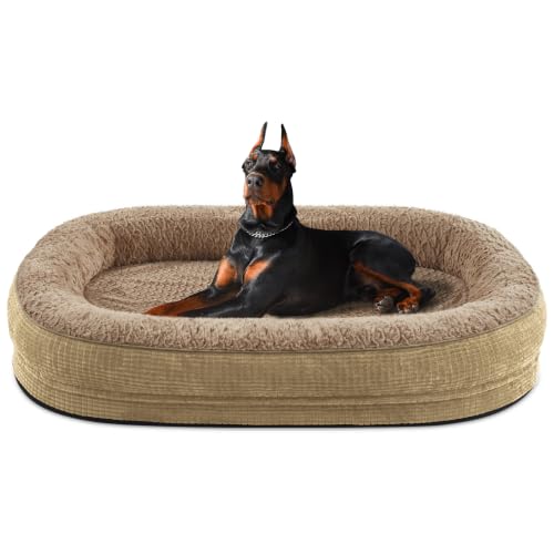 Orthopedic Dog Bed for Extra Large Dogs (Light Brown / 48"l X 35"w X 7.5"th)