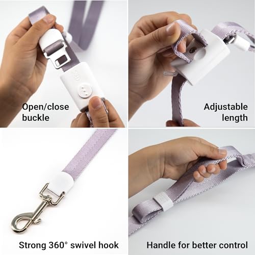 4-in-1 Hands Free Dog Leash, Versatile Crossbody Dog Waist Leash with Easy Release Buckle, Adjustable Waist Fit for Walking, Jogging and Running Your Pet (Purple) (Purple)
