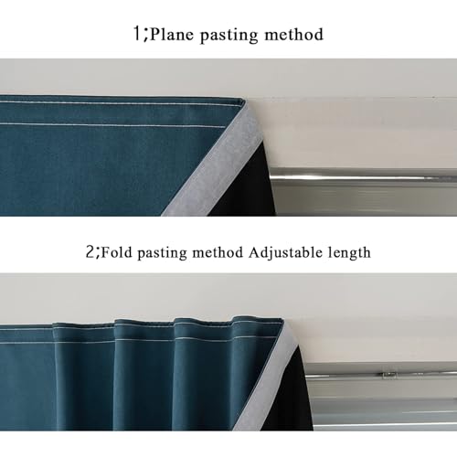 100% Blackout Self Adhesive Curtains Small Window Short Temporary Black Out Curtains Easy to Install Used for Bedroom Kitchen Window Cover (Navy Blue/ Thickened / 35"W x 54"L (Pack of 1))