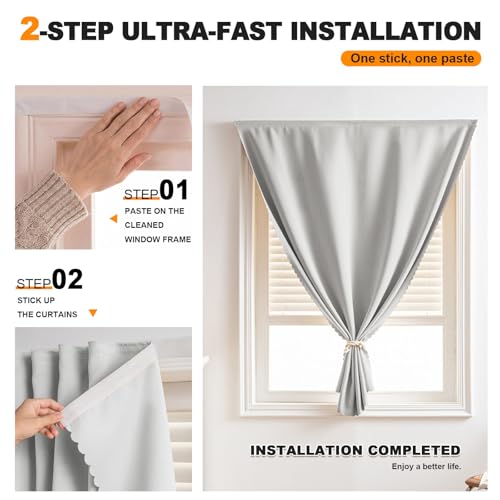 Blackout Curtains Adhesive (59"W x 96"L (Pack of 1) / Light Grey)