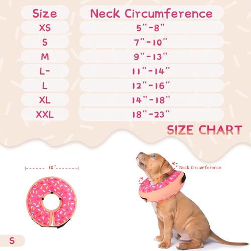 Inflatable Dog Cone Collar Alternative After Surgery (Donut Pink / S(Neck 7"-9.5"))