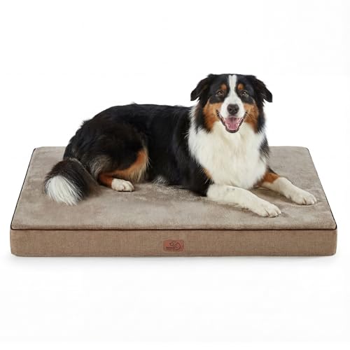 Memory Foam XL Dog Bed (41"L x 29"W x 3.5"Th / Khaki)