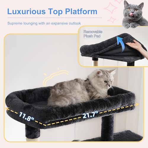 Cat Tree, 76-Inch Tall Heavy Duty Cat Tower for Big Cats HCT039G (Smoky Gray / 76.8 inch)