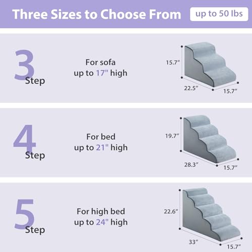 Dog Stairs for Small Dogs (Fleece Grey)