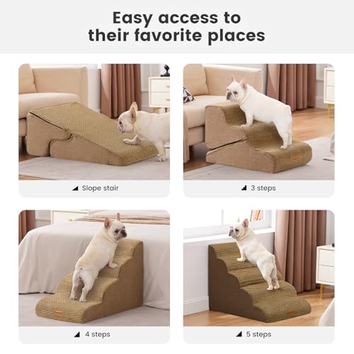 Dog Stairs for Small Dogs 16.5" H (Brown / 2 in 1 15.7"x26.7"x16.5")