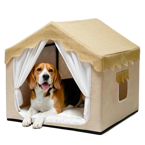 Boho Dog House Indoor (L (25"×25"×25") / Beige)