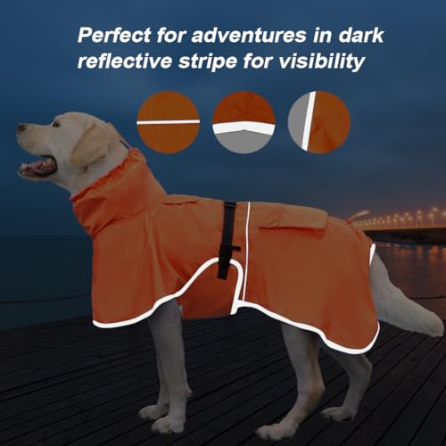 Dog Raincoat Waterproof Adjustable Rain Jacket Small Dogs Orange (Orange / XL-Fit for 15-21 pounds)