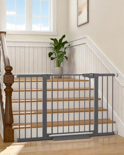 30 51.5 in Extra Wide Baby Gate for Stairs (Cool Gray / 30-51.5"W x 30.5"H)