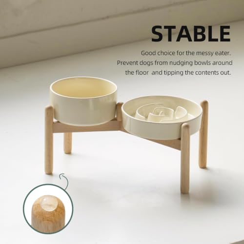 Elevated Slow Feeder Dog Bowls (Light Yellow)