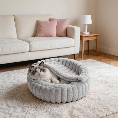Cat Beds for Indoor Cats (20 x 20 inches / Light Gray)