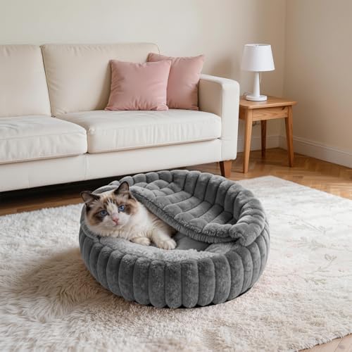 Cat Beds for Indoor Cats (24 x 24 inches / Dark Gray)