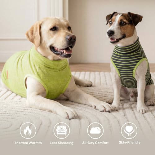 2Pack Dog Sweater for Large Dogs Soft Pet Coats Fleece Sweatshirt (XXX-Large (55-75lbs) / 4# Stripe+Green)