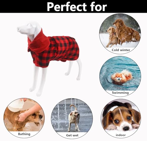 Dog Drying Coat (XXX-Large / Red Black Grid)
