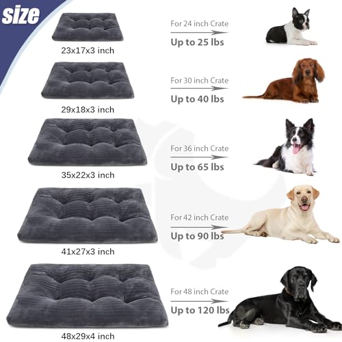 Washable Dog Crate Bed Kennel Mat for Small Dogs (Gray / 23.0"L x 18.0"W x 2.5"Th)