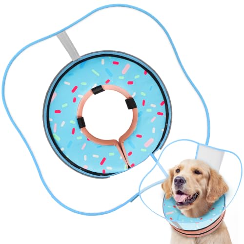 Sponge Dog Cone Collar Stop Licking After Surgery (DonutBlue / L(Neck 11"-14.5"))