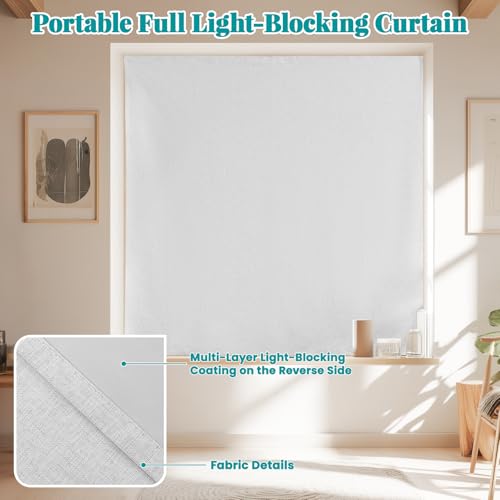 100% Blackout Self Adhesive Curtains (52"W x 60"L (Pack of 1) / Off-white)