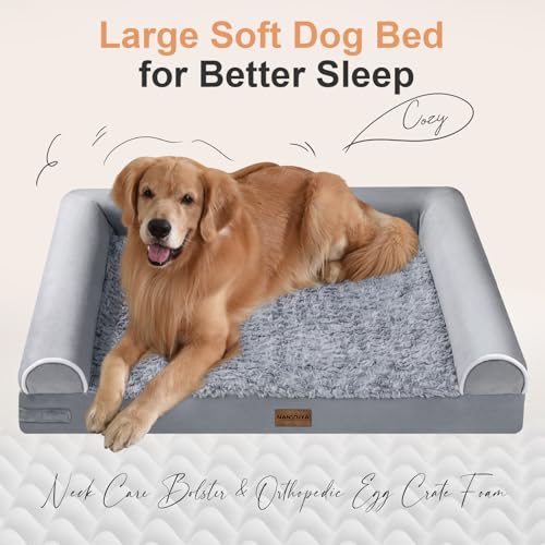 Orthopedic Dog Bed for Large Dogs (Light Grey / 38.0"L x 25.0"W x 6.5"Th)