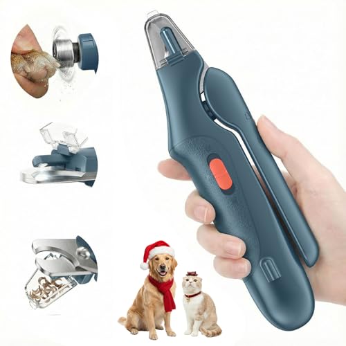 2 in 1 Dog Nail Clippers & Cat Nail Clippers Trimmers for Large Medium Small Dogs Cats Claw Trimmer Quick Sensor and Safety Guard USB Rechargeable Dogs Nail Trimmer with Catcher & 2 LED Lights (Blue)