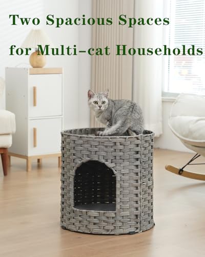 Cat House for Indoor Cat (Gray / Round-XL)