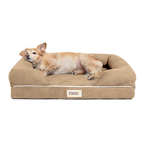 Small Dog Bed (Memory Foam Dog Bed / Chester Khaki Beige / Small (25" x 20" x 5.5"))