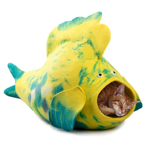 Luxurious Merino Wool Cat Cave (Fish)