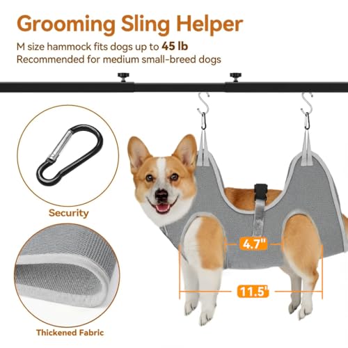 H Shape Dog Grooming Arm for Table (M Hammock (Leg Spacing: 4.7–11.5″))