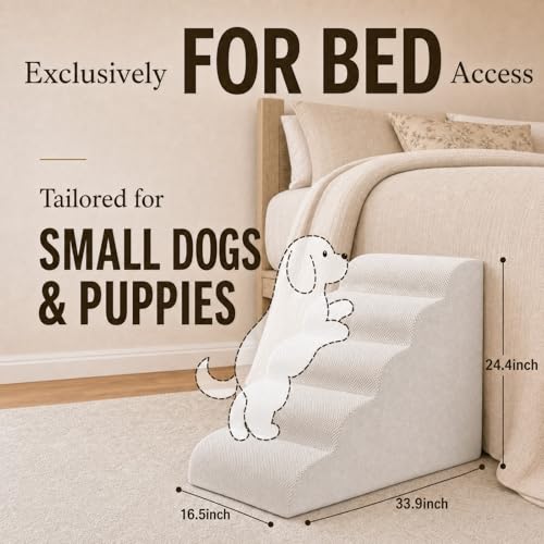 Dog Ramp for Bed (White)