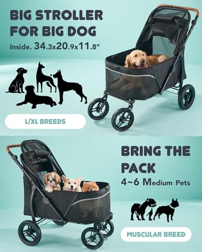 Pet Stroller for Large Dogs up to 110lbs