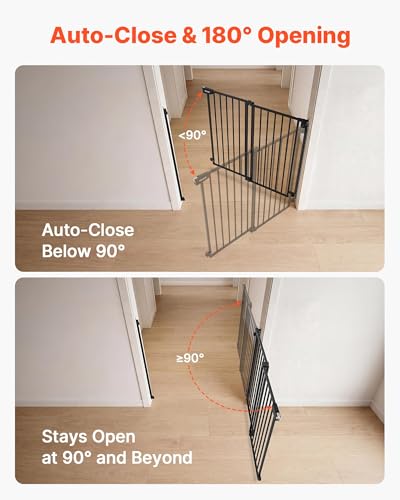 Pet Gate for Stairs (Black / 29-43" Wide x 36" Tall)