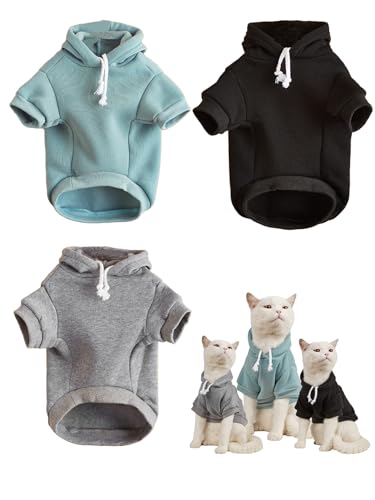 Basic Dog Hoodie Sweatshirt Puppy Sweater Warm Cat Costumes Pet Clothes for Chihuahua Puppy Kitten Small Medium Dogs Black Green and Grey X (X-Small / Black Green and Grey)