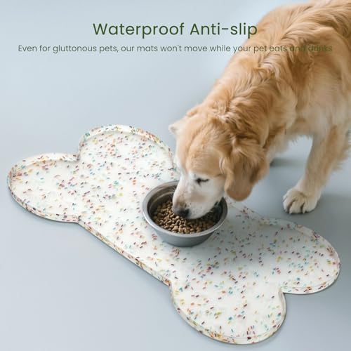 Dog Food Mat Anti (19.4" x 9.8" / Donut White)