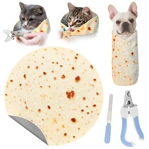 31.5" Tortilla Shape Blanket Cat Grooming Wrap for Cutting Nails