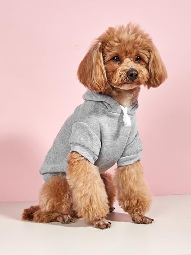 Basic Dog Hoodie Sweatshirt Puppy Sweater Warm Cat Costumes Pet Clothes for Chihuahua Puppy Kitten Small Medium Dogs Black and Grey Large (Large / Black and Grey)