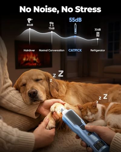 7 Speed Quiet Dog & Cat Nail Grinder with 360° LED for Thick Nails (Dark Blue)