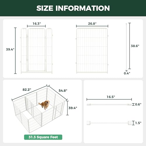 Homeplus Indoor Dog Playpen with Divider Connectors (White / 40"H)