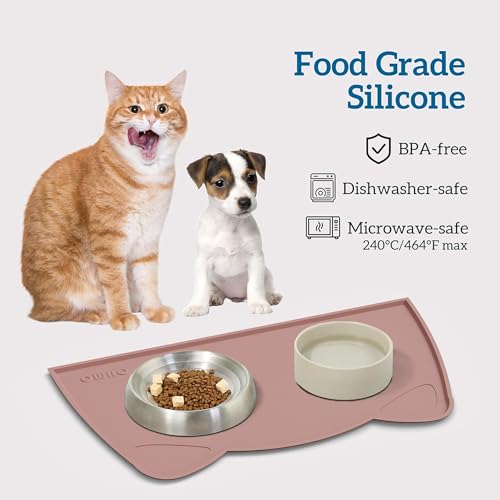 Cat Food Mat Silicone Pet Feeding Mat (20"L x 12"W / Rose)