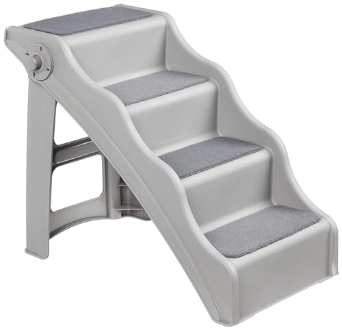 Foldable Non Slip Pet Stairs for Small Dogs and Cats (14.6'' W x 22.75'' D x 19.5'' H / Grey)