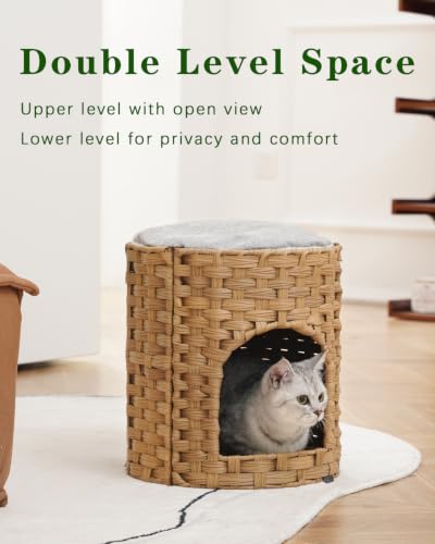 Cat House for Indoor Cat (Natural / Round-S)